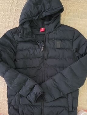 Official Liverpool FC Black Hooded Puffer Jacket Soccer Men's Small S